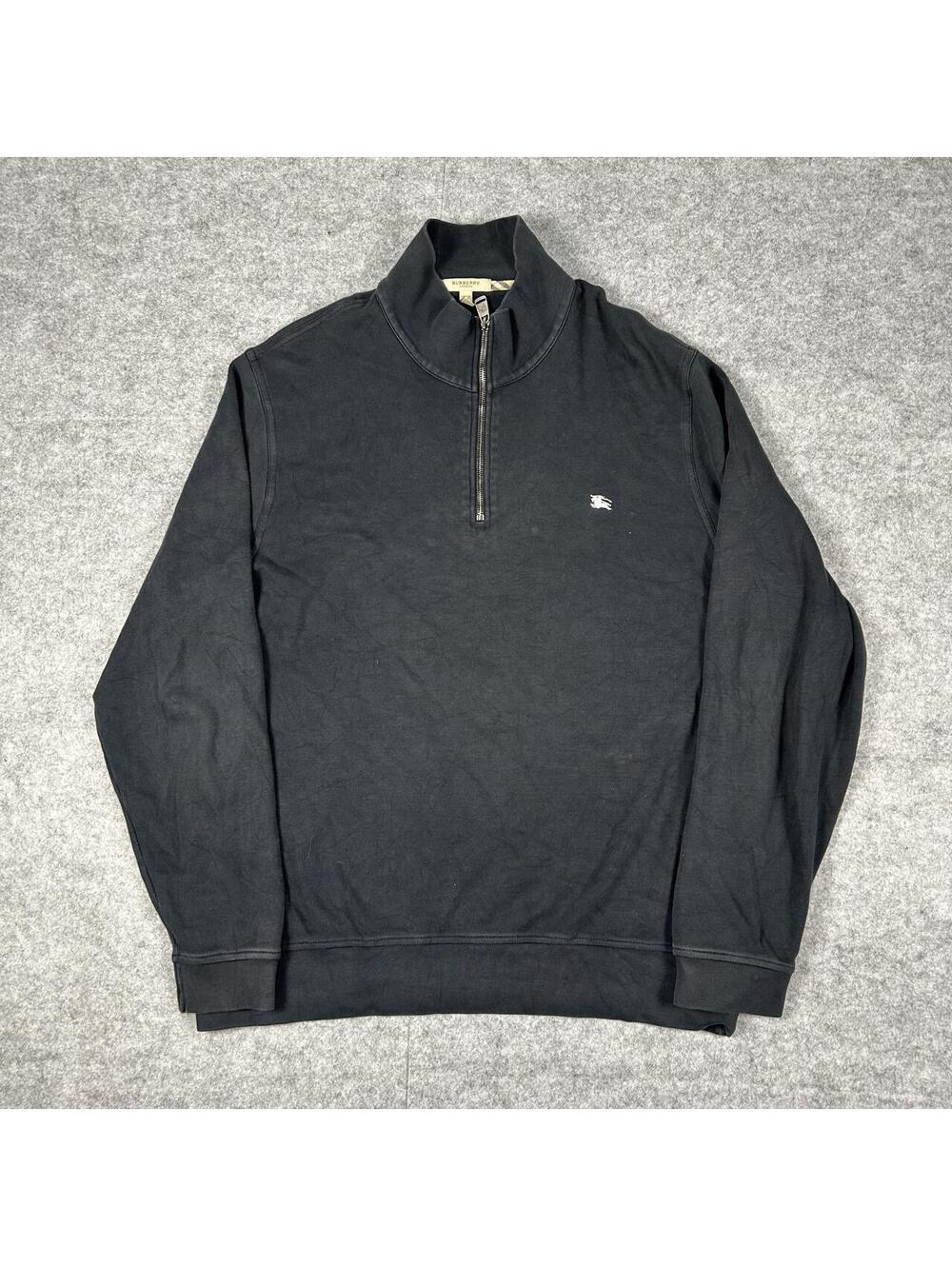 Burberry London Quarter Zip Pullover Nova Check Luxury Designer Black Men’s XL